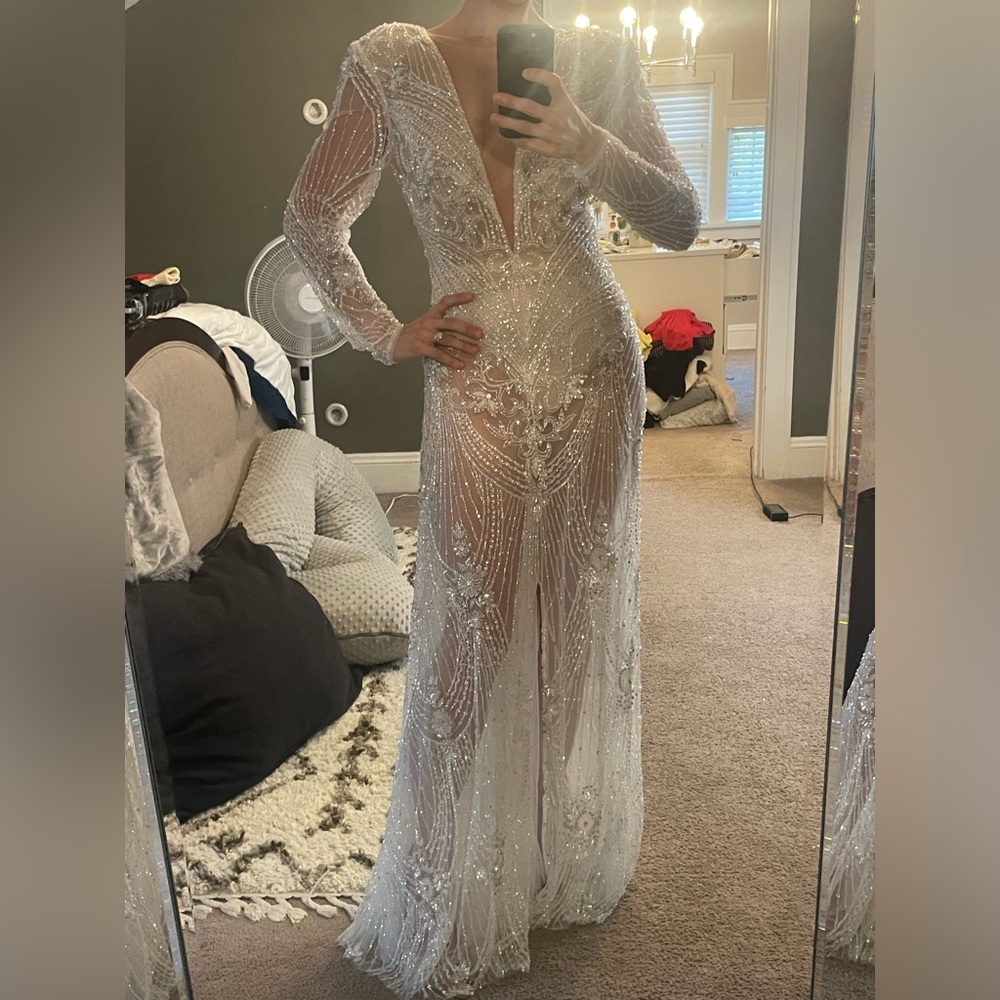 Albina Dyla inspired Couture Custom Lace Beaded Wedding/Prom Gown - Picture 5 of 13